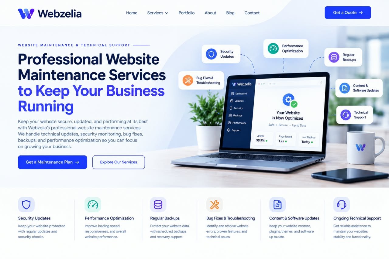 Website maintenance and support services by Webzelia